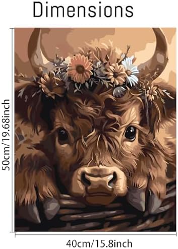 VIGEGU Highland Cattle Paint by Numbers Kit for Adults Beginner,Easy Adult Paint by Number Kits on Canvas DIY Painting for Beginners Art by Numbers for Home Wall Decor 16x20 Inch - Image 4
