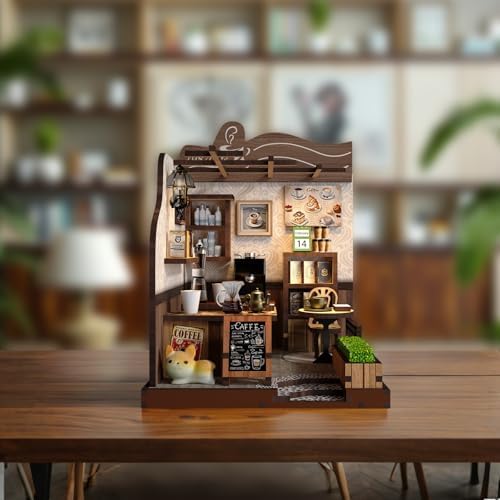 DIY Miniature Dollhouse Kit, 3D Wooden Puzzle Coffee Shop Model, Creative Mini Cafe Building Set with Furniture, Arts and Crafts Gift for Adults & Teens (Country Cafe) - Image 2