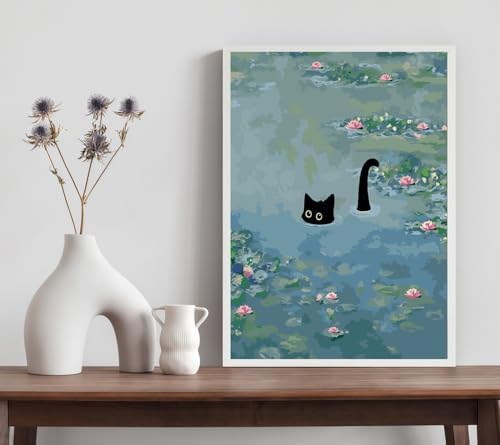 DOTSTART Paint by Numbers Kit for Adults, Vintage Monet Water Lilies Cat Canvas Adult Paint by Number Kits, Acrylic Paint by Number Canvas for Adult Beginners, Home Wall Art Decor, 16X20 inch - Image 3