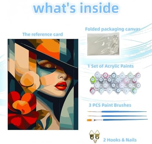 DOTSTART Paint by Numbers for Adults,Beautiful Woman with Flower Adult Paint by Number Kits on Canvas,DIY Paint by Numbers Easy,Number Painting Acrylic Oil Painting,for Home Wall Decor 15.7X19.7 Inch - Image 6
