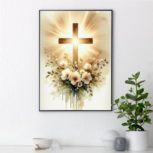 MjhRcll Crucifixion Stamped Cross Stitch Kits, Cross Stitch Ornament Kits for Adults Beginners, Counted Embroidery Needlepoint Kits Home Decor 12x16 Inch - Image 4