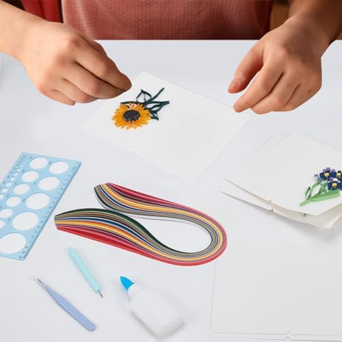WEBEEDY 20 Sets Paper Quilling Kits for Beginners DIY Flowers Quilling Card Making Kits with 36 Colors Strips, 20 Cards, Paper Quilling Tools and Supplies Home Room Wall Art Decor Creative Gift - Image 5