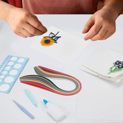 WEBEEDY 20 Sets Paper Quilling Kits for Beginners DIY Flowers Quilling Card Making Kits with 36 Colors Strips, 20 Cards, Paper Quilling Tools and Supplies Home Room Wall Art Decor Creative Gift - Image 5