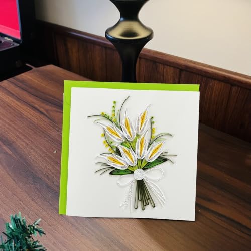 Quilling Cards, handmade card, quilled cards with Dedicated Paper, quilling birthday cards for women or all occasions: Mother's day, Greeting card, Birthday... (Lily) - Image 3