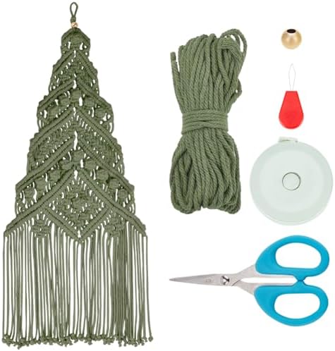 ORIGACH DIY Macrame Christmas Tree Large Wall Hanging kit Handmade Macrame Wall Hanging Kit for Beginners with Step by Step Video Tutorial Instruction Avocado Green Christmas Ornaments, 40x21inch - Image 2