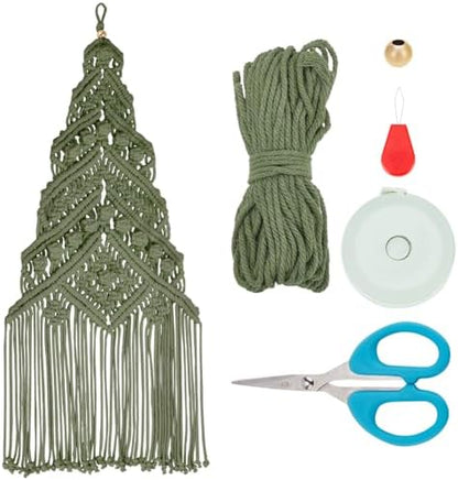 ORIGACH DIY Macrame Christmas Tree Large Wall Hanging kit Handmade Macrame Wall Hanging Kit for Beginners with Step by Step Video Tutorial Instruction Avocado Green Christmas Ornaments, 40x21inch - Image 2