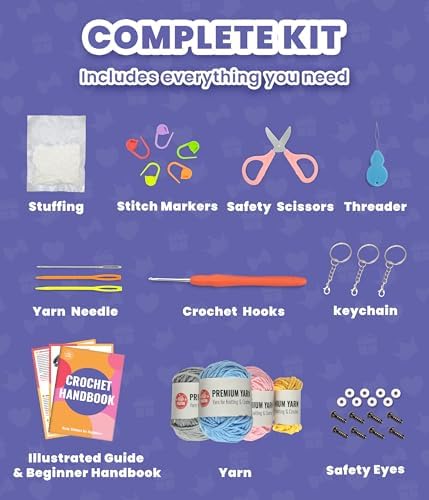 PAITIN Crochet Starter Kit – Easy DIY Craft Set for Adult Beginners, Handmade Yarn Art Project with Video Guidance (Elephant) - Image 2