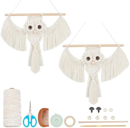 BEUNITONE Macrame Kits for Adults - 2 Set Beginner DIY Macrame Kit with Instructions, Cotton Rope Owl Decoration for Wall and Hallways by BEUNITONE