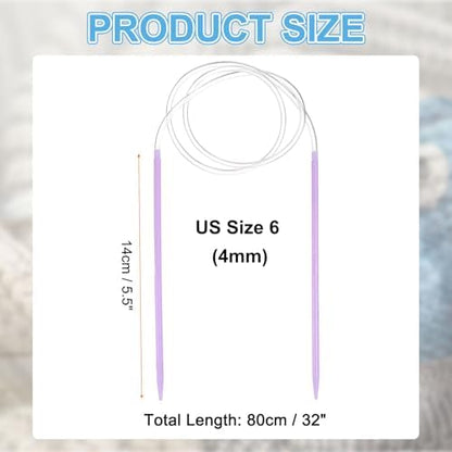 HARFINGTON Size US 6 (4mm) Plastic Circular Knitting Needles 32 Inch(80cm) Round Knitting Needle for Handmade Projects DIY Weave - Image 2