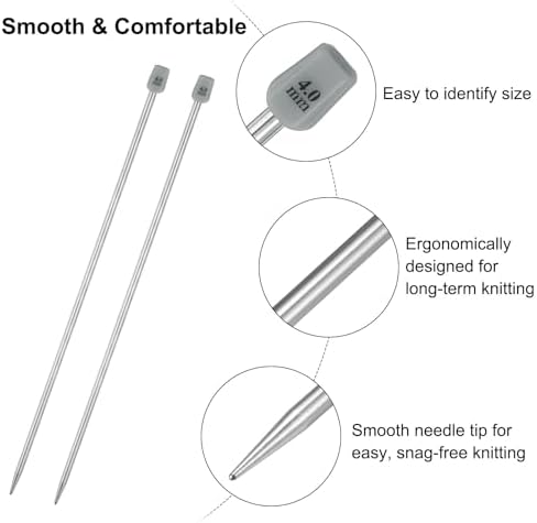 uxcell 2Pcs 4mm(G) Single Pointed Knitting Needles Stainless Steel 9.84 Inches Length Metal Weaving Tool for Handmade Projects DIY Knitting - Image 3