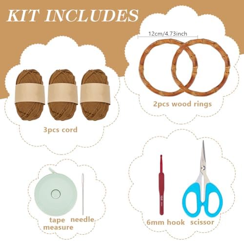 ACRNIGHEET Crochet Bag Kit for Adults Caramel Colored Handbag Crochet Kit for Beginners Knitting Purse Starters Set DIY Craft Making Kit with Step-by-Step Instructions and Video Guidance - Image 2