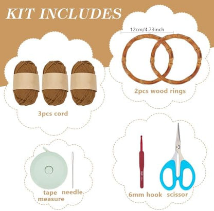 ACRNIGHEET Crochet Bag Kit for Adults Caramel Colored Handbag Crochet Kit for Beginners Knitting Purse Starters Set DIY Craft Making Kit with Step-by-Step Instructions and Video Guidance - Image 2