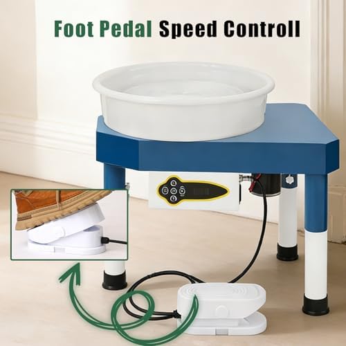 450W 14" Electric Pottery Wheel with LCD Panel Adjustable Speed Foot Pedal,Detachable Basin,Heighten Desk Legs,Clay Toolfor Kids, Adults, Beginners, Home DIY & Professional Pottery Making - Image 3