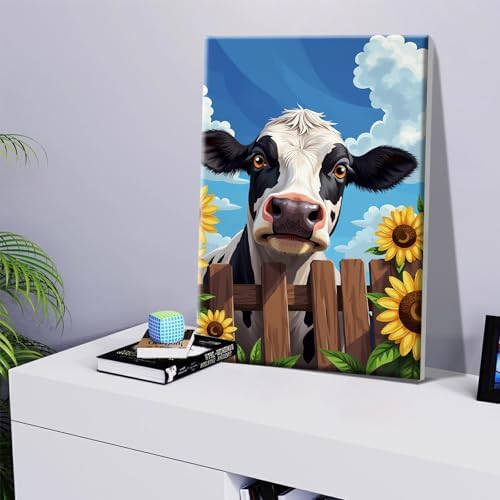 JOOZ 5D Cow Paint by Numbers Kit for Adults with Frame 8x12 Inch - Image 7