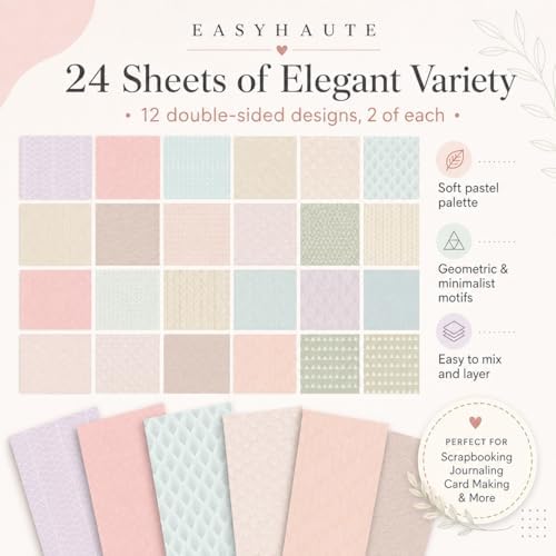 Geometric Patterned Paper Pad 6x6 Double Sided, Pastel Decorative Paper Pack - Craft Cardstock & Scrapbooking Supplies for Card Making, Junk Journal Ephemera, Mini Albums, 24 Sheets - Image 4