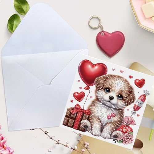 TDFERAN 6 Packs DIY Diamond Art Cards Puppy Flowers Love Diamond Painting Holiday Card Making Kit Diamond Art Card with Envelopes Diamond Painting Greeting Cards for Birthday Thanksgiving Day - Image 7