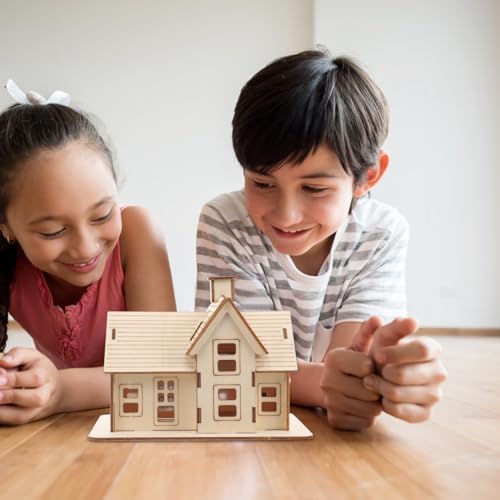 VOSAREA 1 Set DIY Wooden House Model Puzzle for Adults Puzzle for Home and Office Decoration with Smooth Surface and Easy Assembly - Image 3