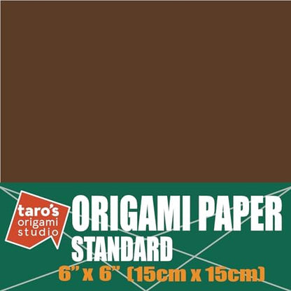 [Taro's Origami Studio] Standard 6 Inch One Sided Single Color (Dark Brown) 50 Sheets (All Same Color) Square Easy Fold Premium Japanese Paper for Beginner (Made in Japan) - Image 2