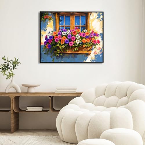 Paint by Numbers Kit for Adults, Flower Window DIY Painting Kit, 16x20 Inch - Image 6
