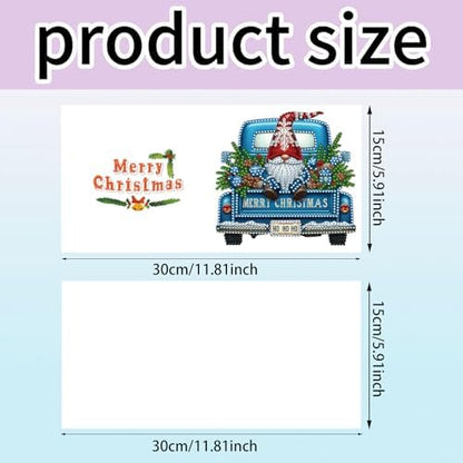 jinglinhh 6pcs Diamond Art Painting Christmas Truck Gnome Greeting Cards with Envelopes, DIY Card Making Kits for Adults, Diamond Art Christmas Cards for Birthday Holiday Postcards - Image 2