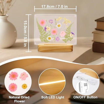 Okayera Dried Flower Frame with LED Light - Display for Pressed Flowers 4x6inch, Unique Gift for Women Mom Wife Girlfriend Valentines Mothers Day Birthday Christmas, Night Light for Bedroom Home Decor - Image 6
