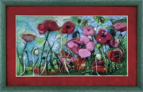 Wizardi Beginner Needle Felting Kit for Adults - Poppies. Floral Felting Kit 9.84x5.31 Inches. Felting Tools. Wool Felting Supplies. Felt Crafts. Wool Felt. V-45C Charivna Mit by Wizardi