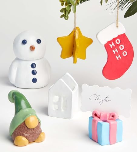 Pott’d Christmas Deluxe Pottery Kit – Includes Air Dry Clay for Adults, Christmas Themed Tools, Paints, Brushes, Stamps, How-to-Guides | DIY Christmas Decoration, Beginner-Friendly Clay Kit - Image 2