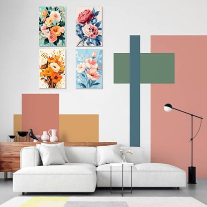 obterie 4 Pack Framed Paint by Numbers Kit for Adults Beginner Canvas Painting by Numbers for Adults Flowers Easy Adult Paint by Number Kits with Frame Flower Watercolor Painting by Number 8x12 Inch - Image 4