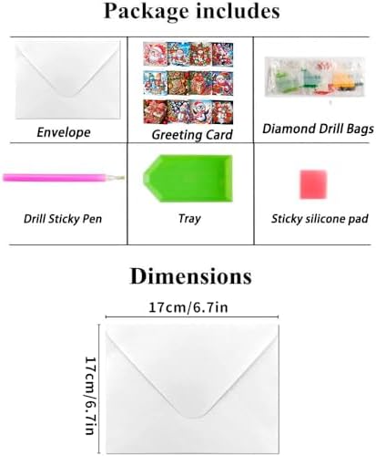 Diamond Art Painting Christmas Cards, 12 Pack DIY 5D Diamond Greeting Cards Kits for Adults Diamond Xmas Greeting Cards with Envelopes Gem Christmas Gift for Families, Friends, Partners - Image 3