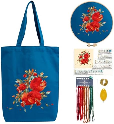 CREAWONDER Canvas Tote Bag Embroidery Kit with Pattern for Beginners, Arts and DIY Embroidery Crafts Kits for Adults, Include Instructions, Embroidery Hoops, Color Threads and Tool by Unknown