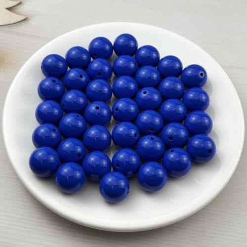 40pcs Acrylic Round Beads for Crafts 18mm Resin Candy Color Spacer Beads with Hole for Jewelry Making Sewing Crafts Decoration Necklaces Bracelets Earrings Supplies(Light Sapphire Blue) - Image 2