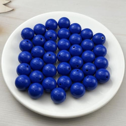 40pcs Acrylic Round Beads for Crafts 18mm Resin Candy Color Spacer Beads with Hole for Jewelry Making Sewing Crafts Decoration Necklaces Bracelets Earrings Supplies(Light Sapphire Blue) - Image 2