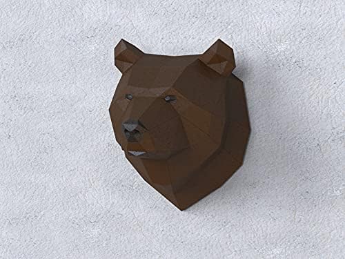 Grizzly Trophy Paper Sculpture,Pre-cut DIY Papercraft Kit,Handmade Bear Figurine, Color,Low Poly Wall Decor,All Accessories Included - Image 7