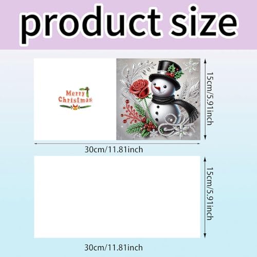jinglinhh 6pcs Christmas Snowman Red Rose Diamond Art Painting Greeting Cards with Envelopes, DIY Card Making Kits for Adults, Diamond Art Postcards Christmas Cards Craft Gifts - Image 2