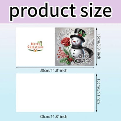 jinglinhh 6pcs Christmas Snowman Red Rose Diamond Art Painting Greeting Cards with Envelopes, DIY Card Making Kits for Adults, Diamond Art Postcards Christmas Cards Craft Gifts - Image 2