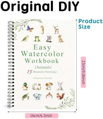 SLWBZ Watercolor Workbook Animals, 15 Different Patterns of Original DIY Designs, Beginner-Friendly Watercolor Workbooks, (Animals, Without Palette) - Image 2