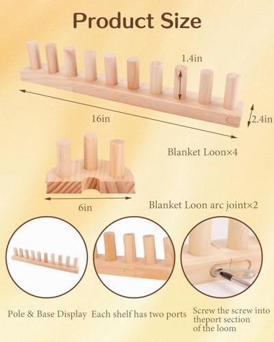HAPPYER 66" Chunky Knitting Blanket Loom Kit – Large Wooden Loom for Chunky Yarn, Big Knit Blanket Making Machine for Beginners, Hand Weaving & Crochet Yarn Craft Set with Knitting Needles - Image 3