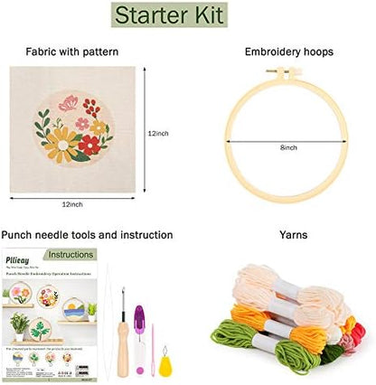 Pllieay Punch Needle Embroidery Starter Kits for Kids and Adults Beginners - Image 2