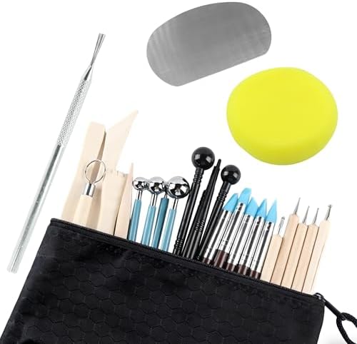 27 PCS Clay Tools Kit | Practical Polymer Clay Sculpting Set for Adults | Ideal for Air Dry Clay Pottery Craft, Dotting, Carving, Drawing, Molding, Modeling, Shaping, Baking by Unknown