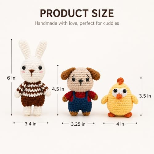 Xanlon Crochet Kit for Beginners,3pcs Animals Knitting Beginner Starter Kit - Image 3