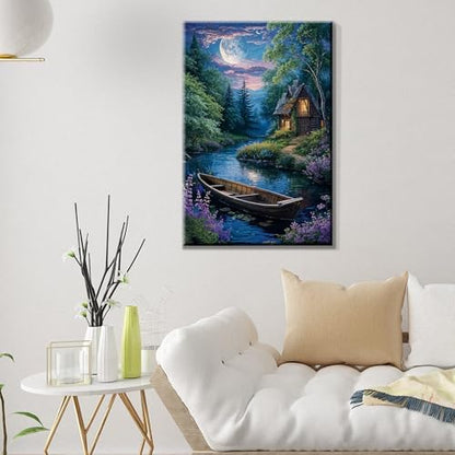 ATDMS Landscape Paint by Numbers Kit for Adult with Easel DIY Cabin Paint by Number with Frame Lake House Digital Oil Painting Kits for Wall Hanging Home Room Decor 7.87x11.81 Inch - Image 3