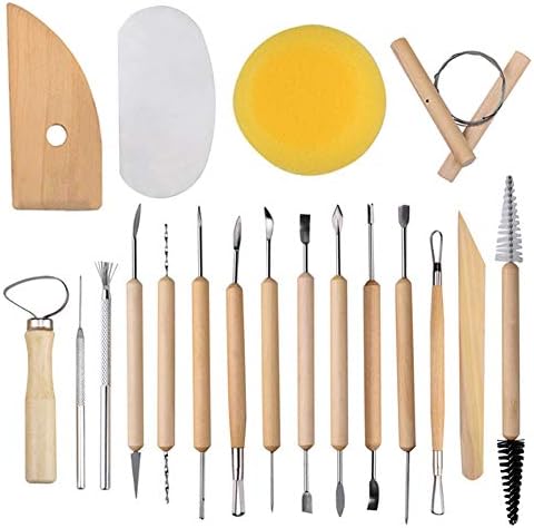 EuTengHao 19Pcs Pottery Tools Clay Sculpting Carving Tool Set Contains Most Essential Wooden Clay Tools for Potters by EuTengHao