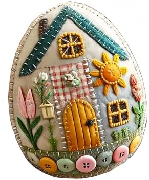 liqiaofang Patchwork Felt Egg House DIY Bunny House Craft Kit with DIY Material Package for Beginners Kids Adults, Easter Chick Eggs Ornaments Home Easter Party Decoration Supplies (5PCS) - Image 3