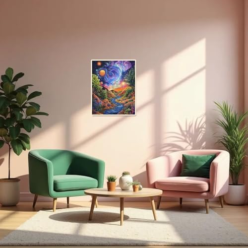 Landscape Paint by Numbers Kit for Adults Beginner Starry Night Oil Painting Kit Adult Paint by Number Kits on Canvas DIY Painting for Beginners Art by Numbers for Gifts Home Wall Decor 16x20 Inch - Image 5