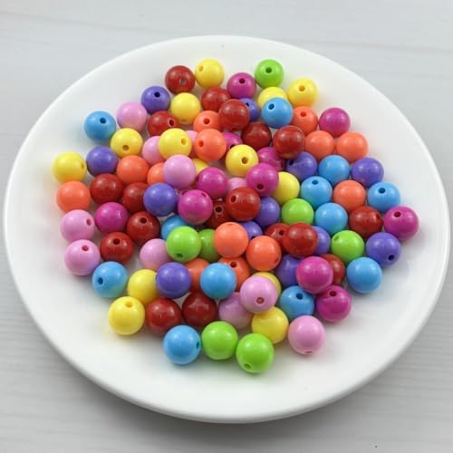 100pcs Acrylic Round Beads for Crafts 12mm Resin Candy Color Spacer Beads with Hole for Jewelry Making Sewing Crafts Decoration Necklaces Bracelets Earrings Supplies(Dark Mix Colors) - Image 2
