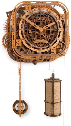 WOODEN.CITY 3D Wooden Puzzle – Gear Globe Wall Clock | Wooden Clock Puzzle Model Building Kit for Adults | 369 Pieces | Mechanical 3D Puzzle Clock | No Glue Required | Made in EU by WoodenCity