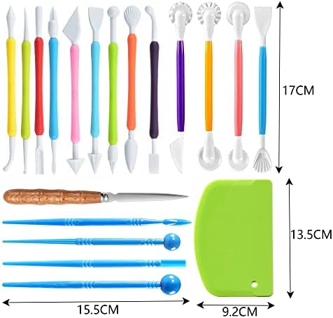 Langqun Air Dry Clay Sculpting Tools, Modeling Shaping Embossing for Kids and Adults,Polymer Clay Tools,Pottery Tools Kit 19Pcs - Image 2