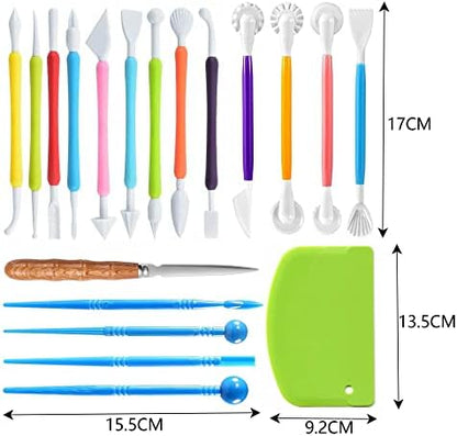 Langqun Air Dry Clay Sculpting Tools, Modeling Shaping Embossing for Kids and Adults,Polymer Clay Tools,Pottery Tools Kit 19Pcs - Image 2