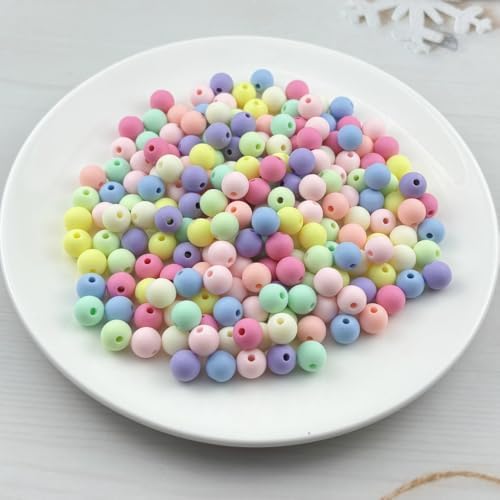 200pcs Acrylic Round Beads for Crafts 10mm Resin Candy Color Spacer Beads with Hole for Jewelry Making Sewing Crafts Decoration Necklaces Bracelets Earrings Supplies(Frosted Mix Colors) - Image 2