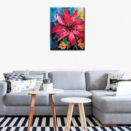 Aihonmin Flower Paint by Number Kit for Adults and Kids - Oil Painting Abstract Blooming Flower - Graffiti Paint for Beginners (DIY Frame) - Image 3